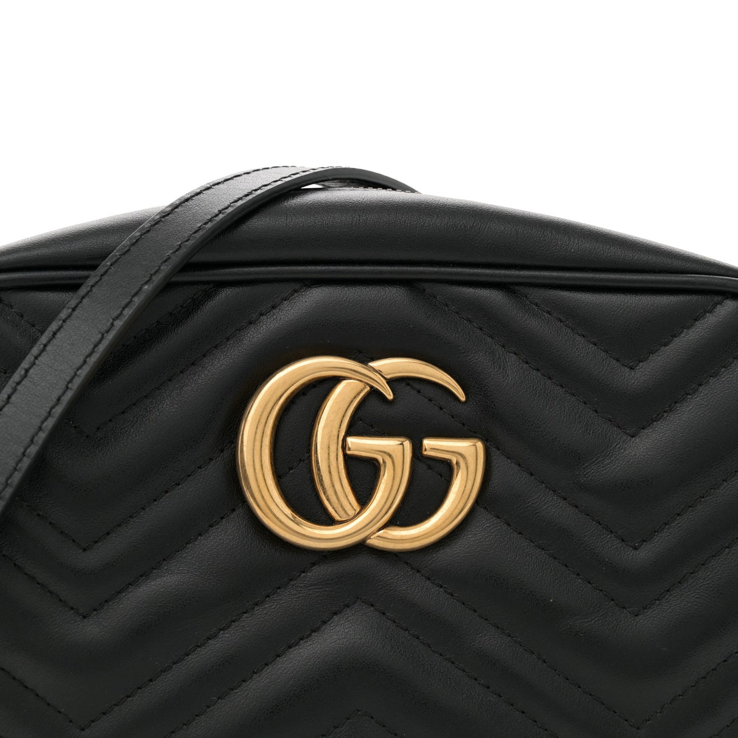 Calfskin Matelasse Small GG Marmont Chain Shoulder Bag Black