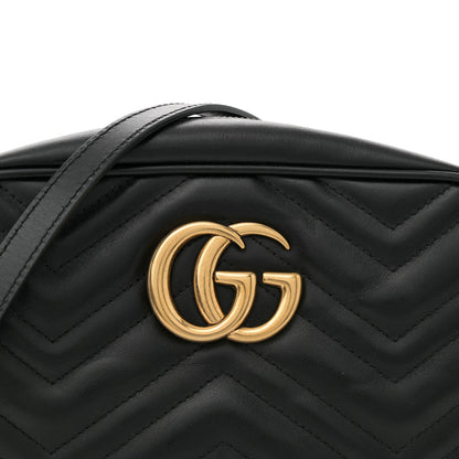Gucci Calfskin Matelasse Small GG Marmont Chain Shoulder Bag Black 8 of 12