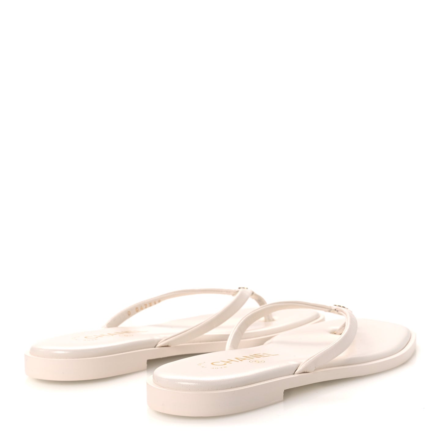 Goatskin CC Times Square Thong Sandals 38 Beige