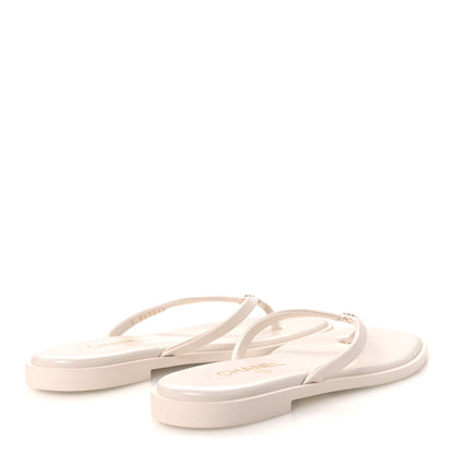 Chanel Goatskin CC Times Square Thong Sandals 38 Beige 5 of 12