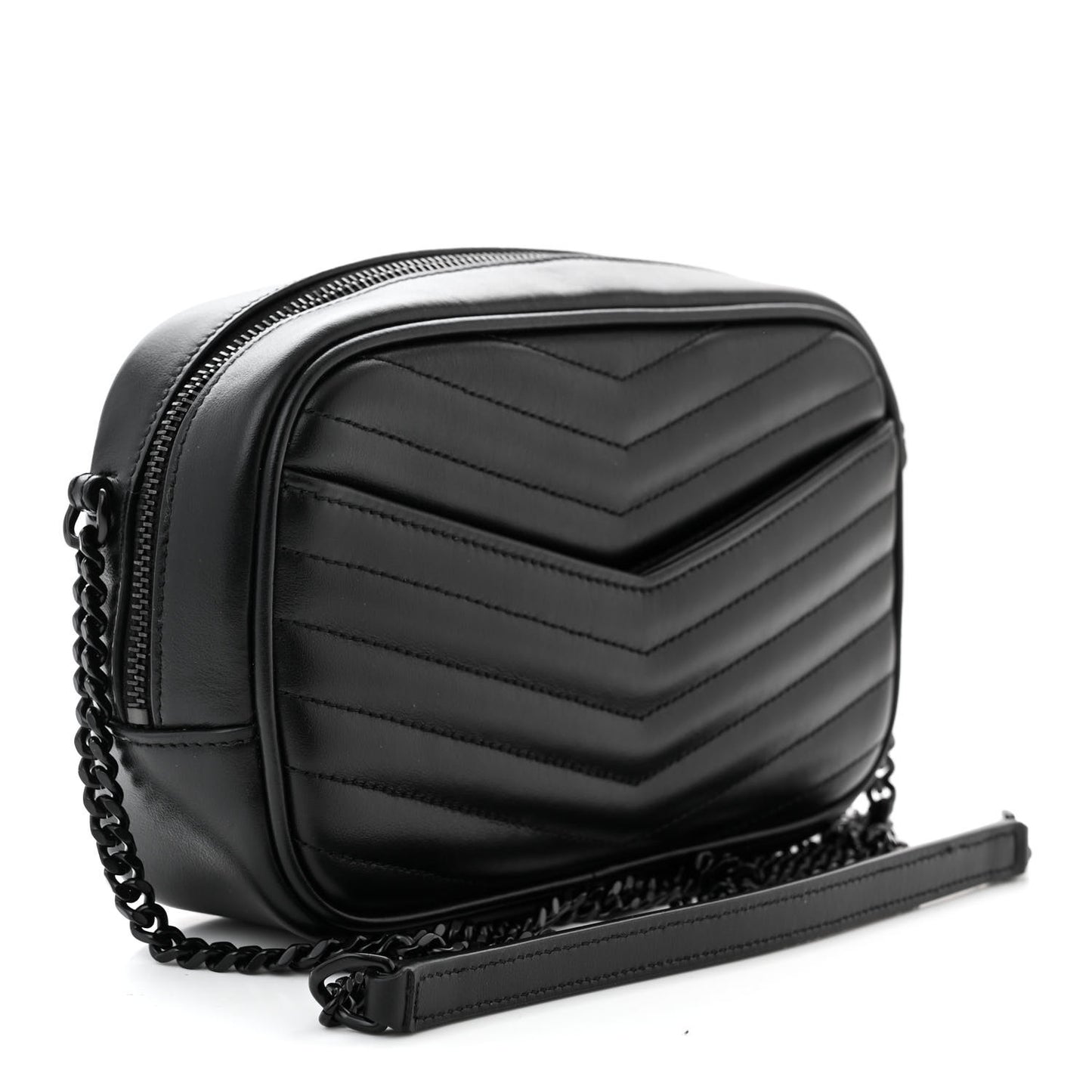 Calfskin Matelasse Monochrome Monogram Mini Lou Camera Bag Black