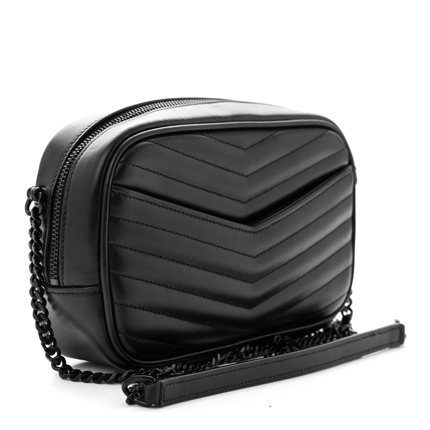 Saint Laurent Calfskin Matelasse Monochrome Monogram Mini Lou Camera Bag Black 3 of 10