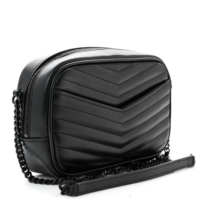 Saint Laurent Calfskin Matelasse Monochrome Monogram Mini Lou Camera Bag Black 3 of 10
