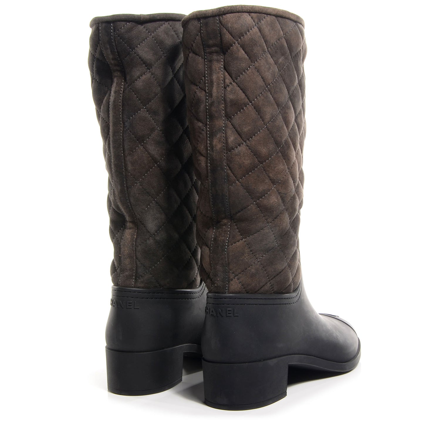 Quilted Shearling Boots 39 Black Brown