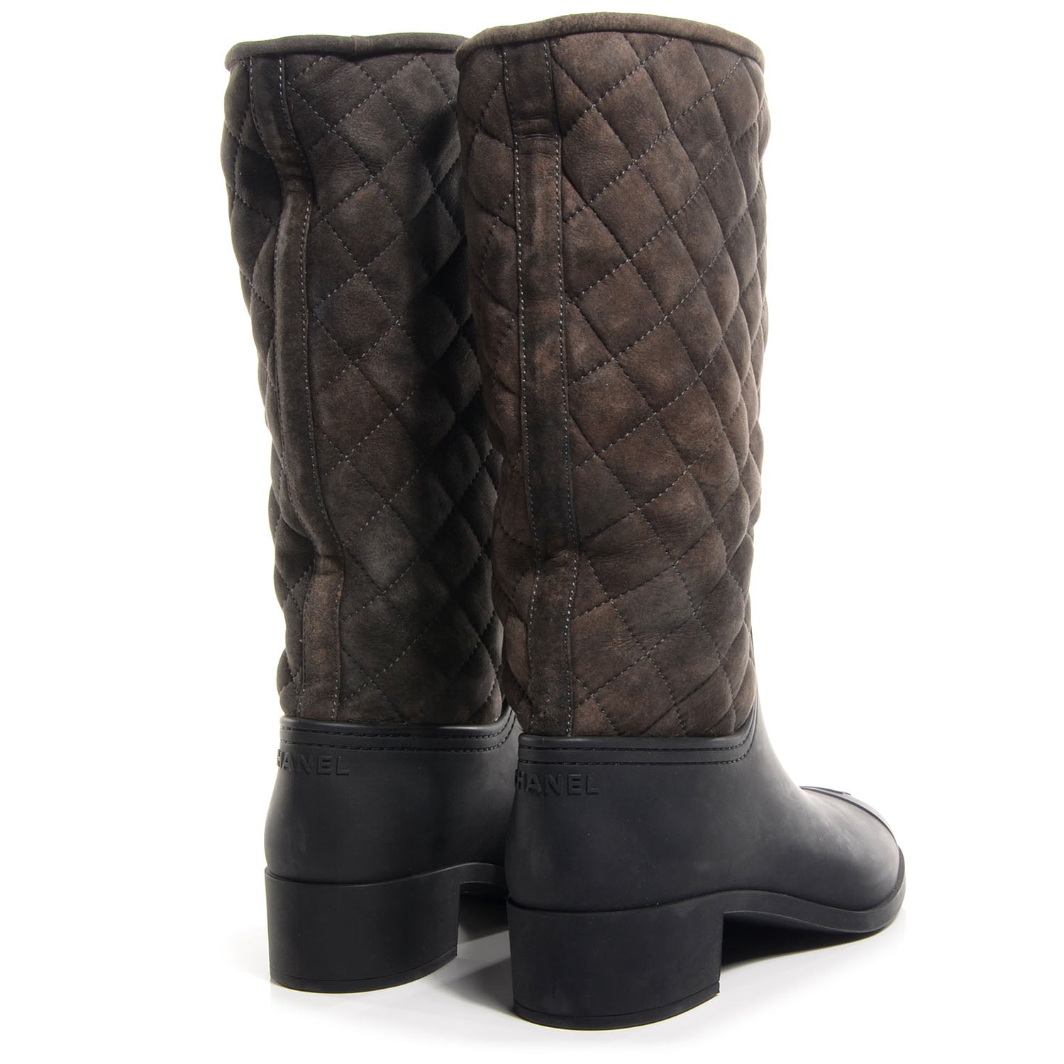 Chanel Quilted Shearling Boots 39 Black Brown 3 of 5