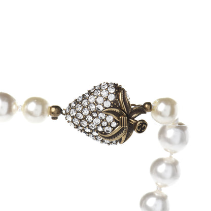 Gucci Crystal Pearl Strawberry Necklace Gold 4 of 4