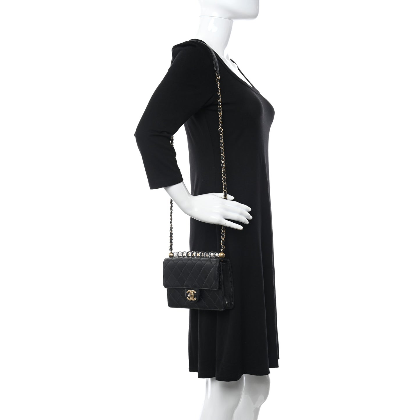 Goatskin Quilted Acrylic Beads Small Flap Black