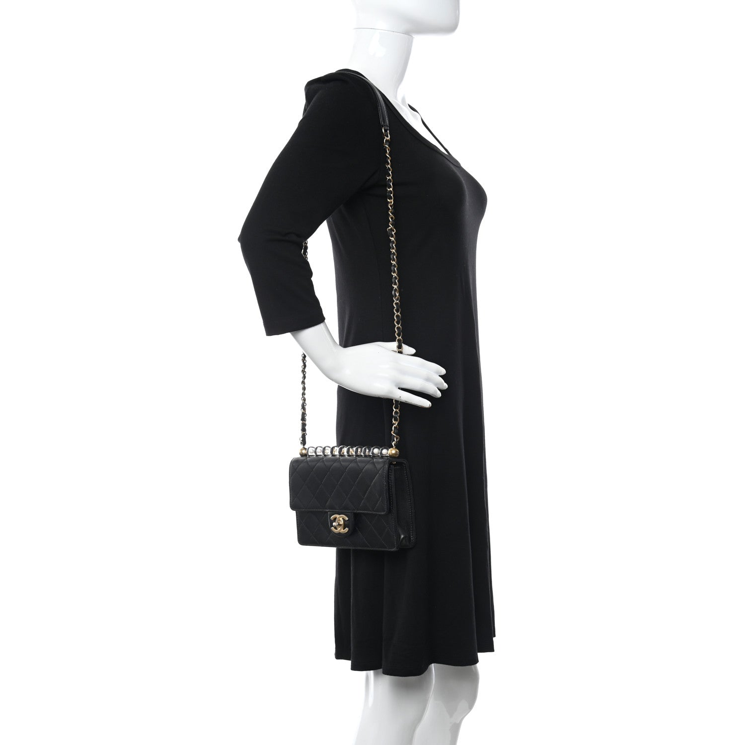 Chanel Goatskin Quilted Acrylic Beads Small Flap Black 2 of 11