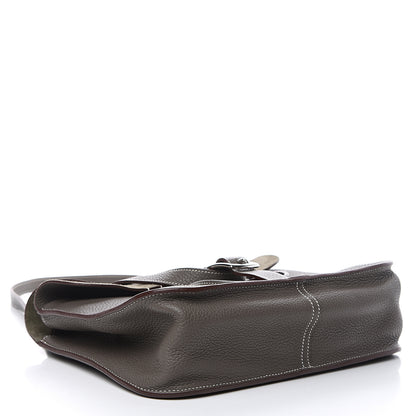 Hermes Taurillon Clemence Halzan 31 GM Etain 4 of 8