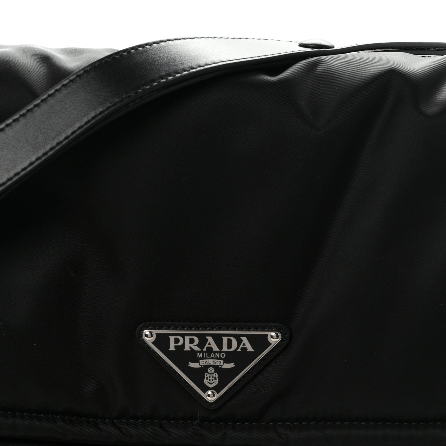 Re-Nylon Vitello Padded Large Traveler Flap Shoulder Bag Black
