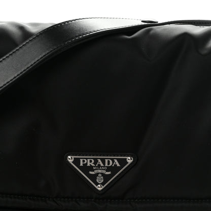 Prada Re-Nylon Vitello Padded Large Traveler Flap Shoulder Bag Black 9 of 10