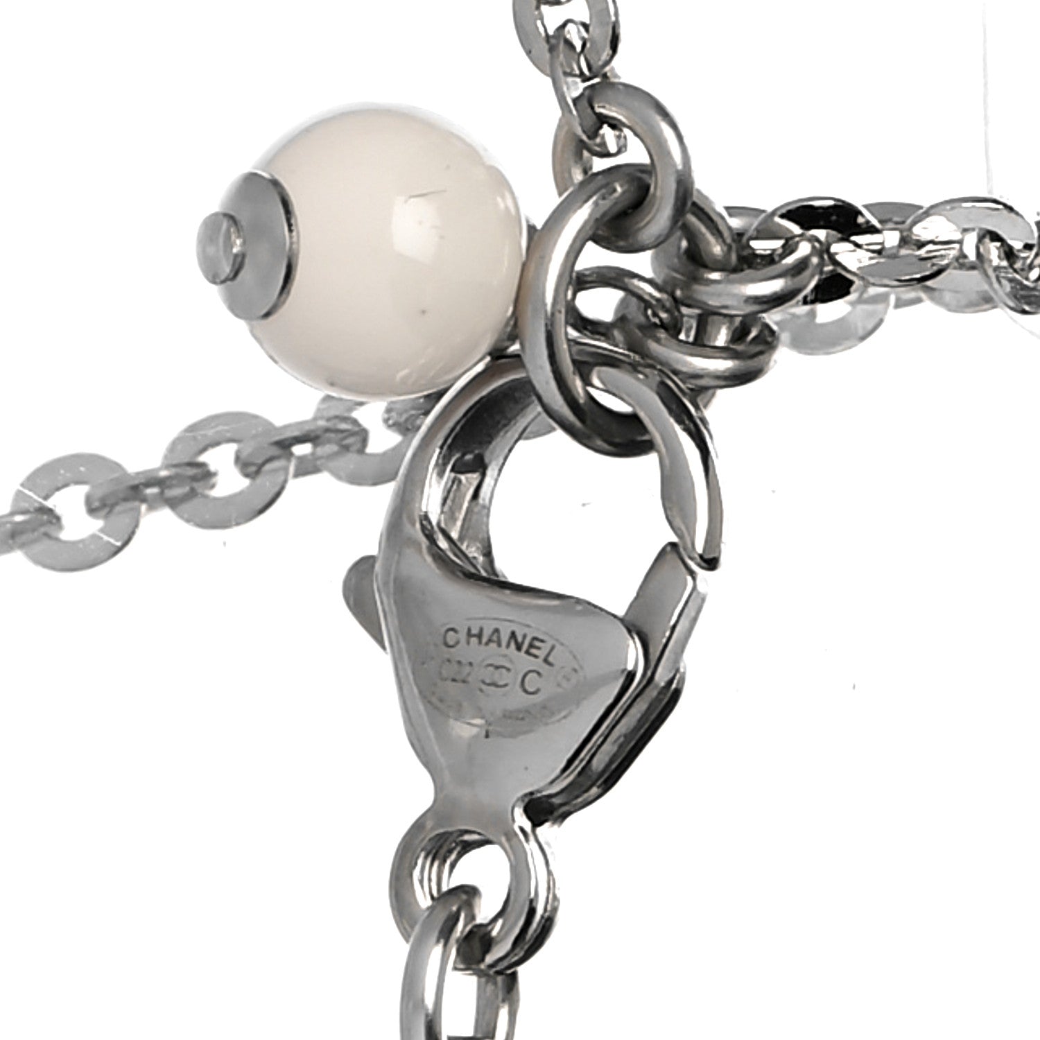 Chanel Crystal Timeless CC Necklace Silver 5 of 6