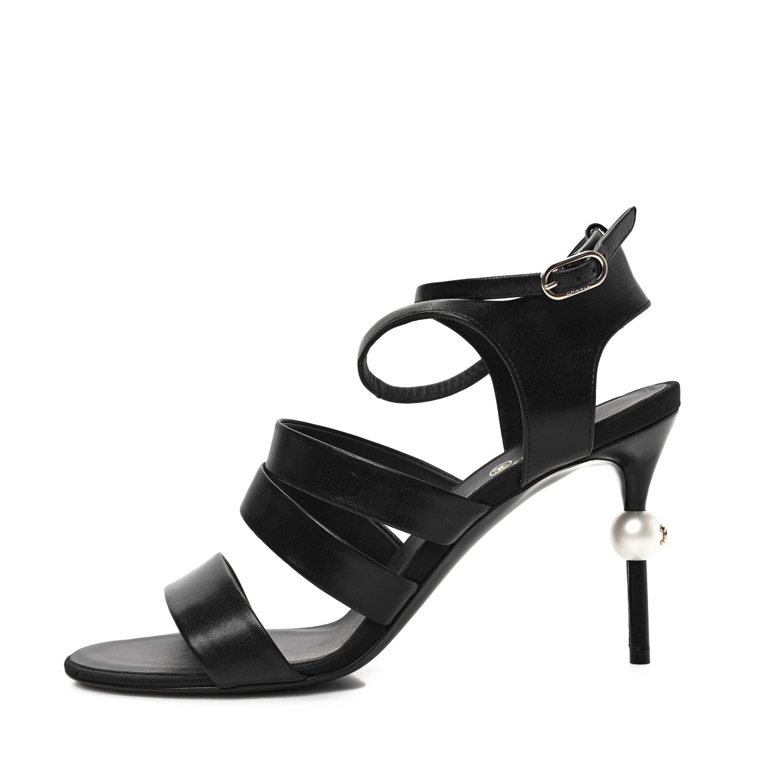 Chanel Calfskin Pearl CC Pumps 40.5 Black 1 of 9