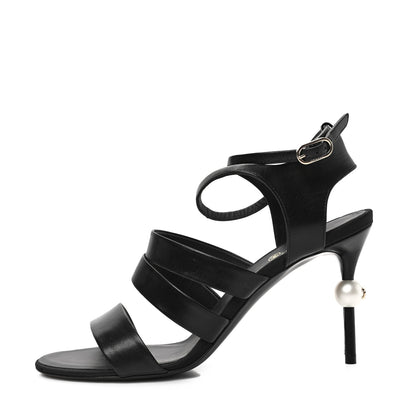 Chanel Calfskin Pearl CC Pumps 40.5 Black 1 of 9