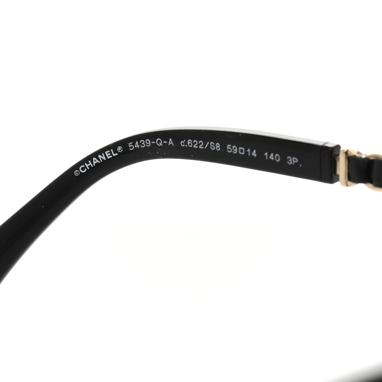 Chanel Metal Calfskin Polarized CC Chain Pilot Sunglasses 5439-Q-A Black 5 of 8