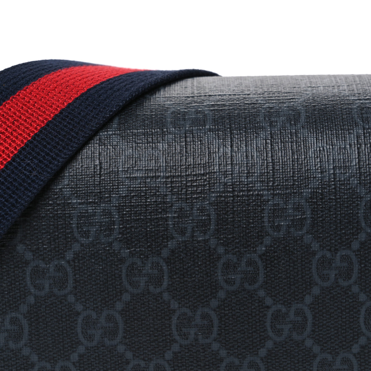 Gucci GG Supreme Monogram Web Mini Flap Messenger Black Grey 8 of 10