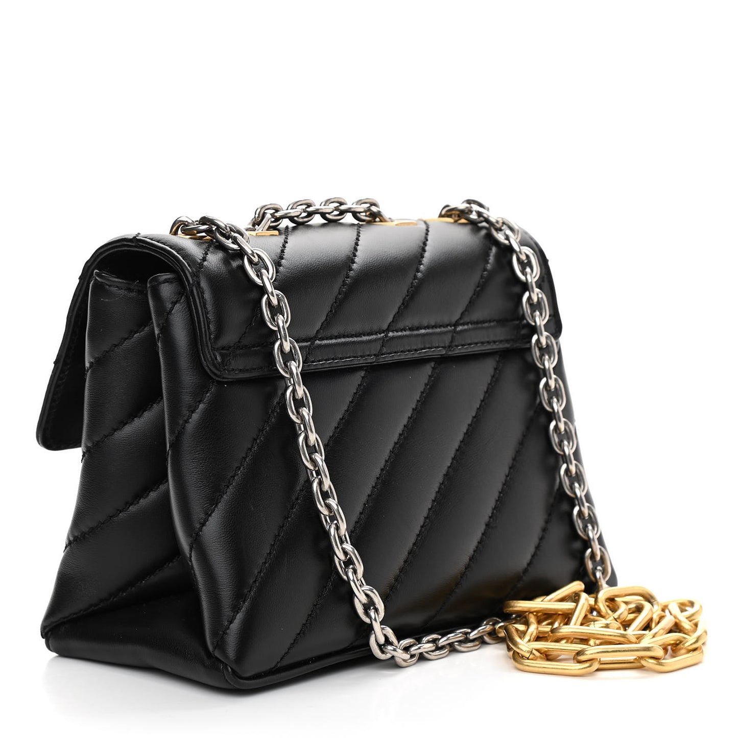 Calfskin Diagonal Quilted Jackhammer 19 Shoulder Bag Black