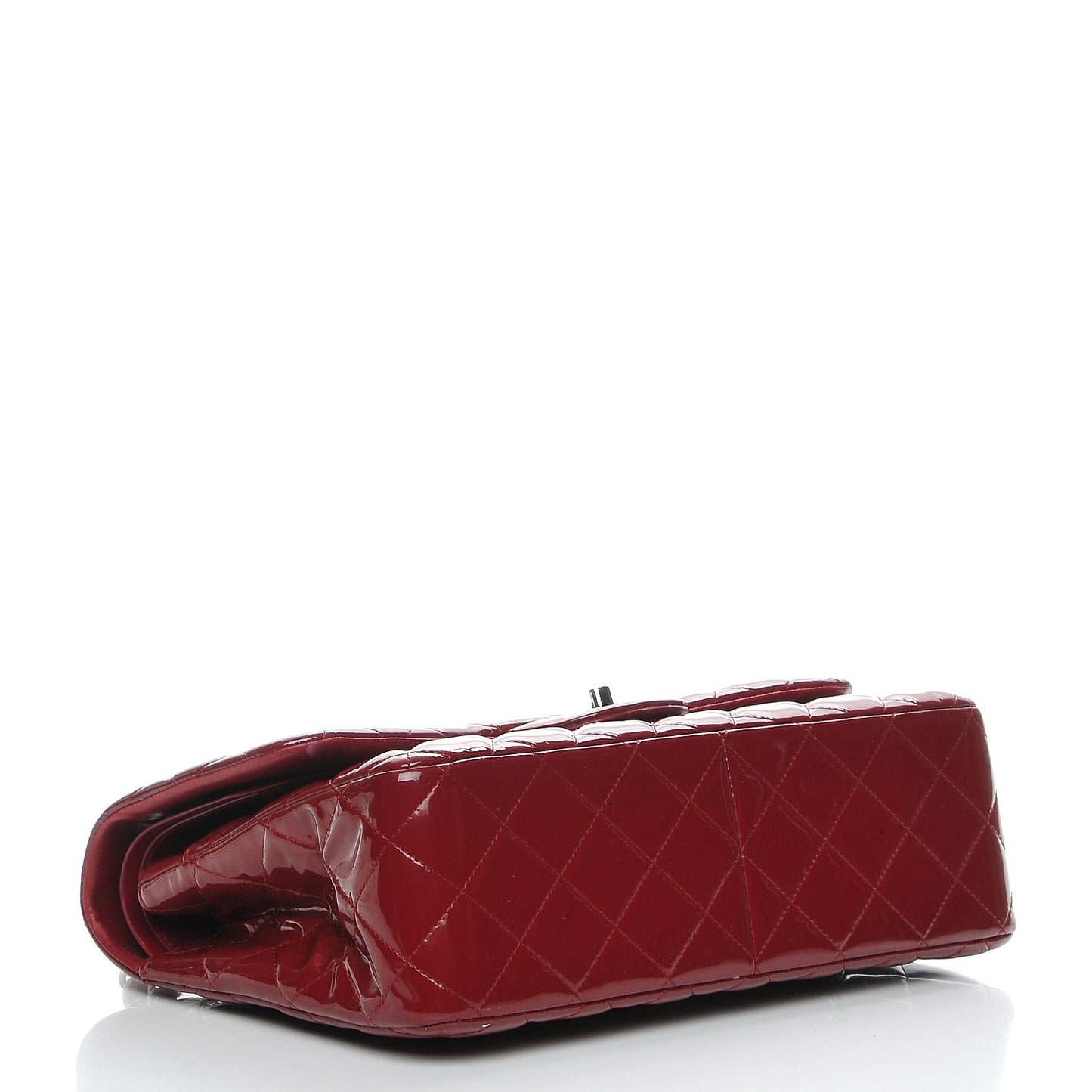 Patent Quilted Jumbo Double Flap Dark Red