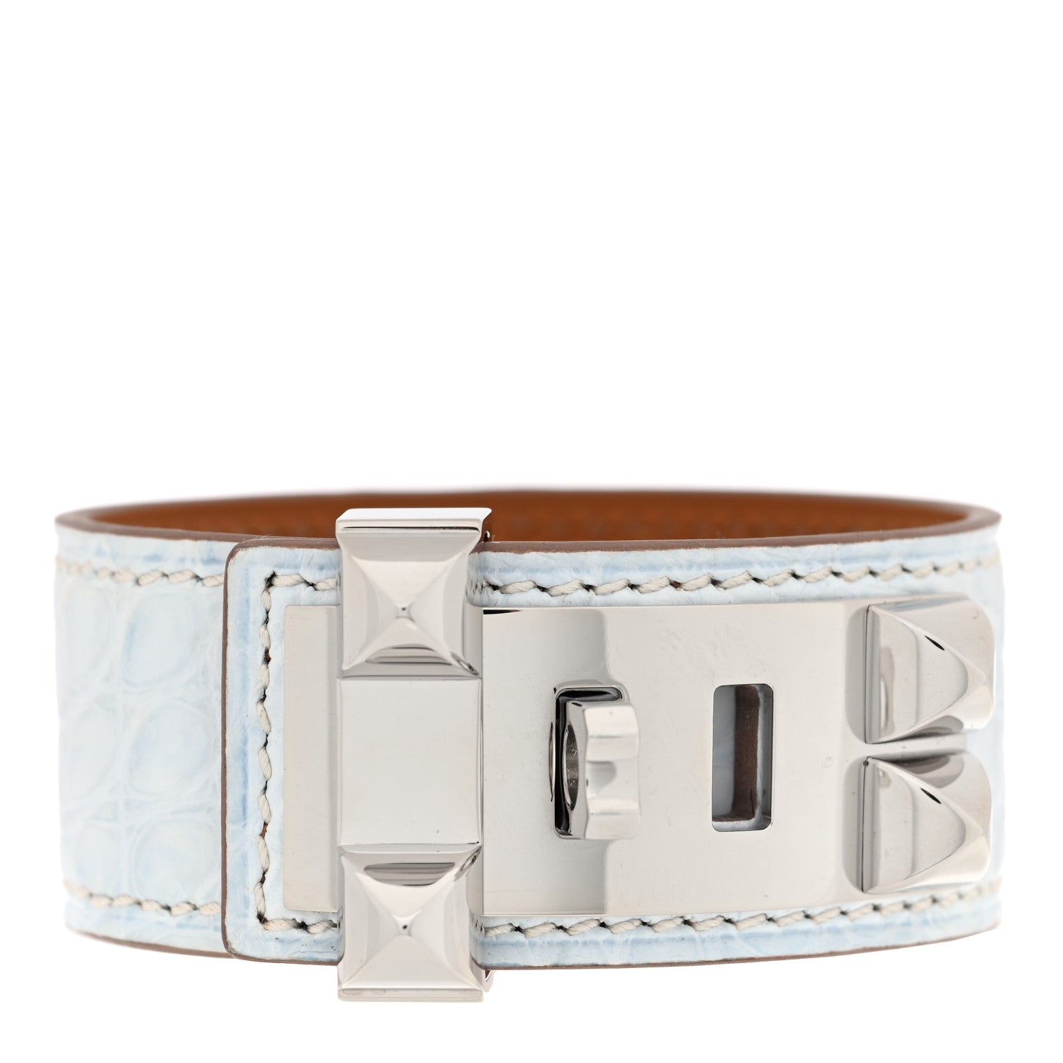 Hermes Matte Alligator Collier de Chien CDC 24 Bracelet T2 Bleu Brume 1 of 4