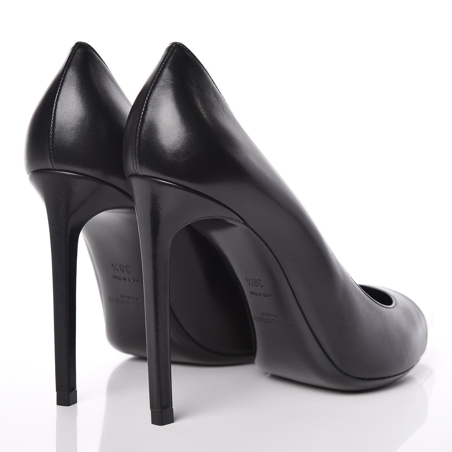 Saint Laurent Calfskin Bi-Color Cap Toe 105 Pumps 38.5 Black Porcellana 4 of 12