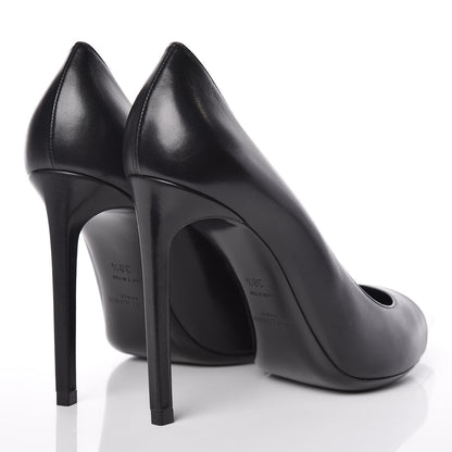 Saint Laurent Calfskin Bi-Color Cap Toe 105 Pumps 38.5 Black Porcellana 4 of 12