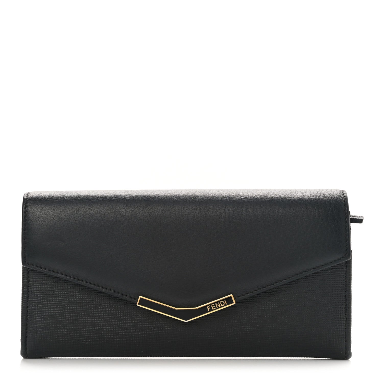 Fendi Vitello Elite Flamingo 2Jours Continental Wallet Black 1 of 8