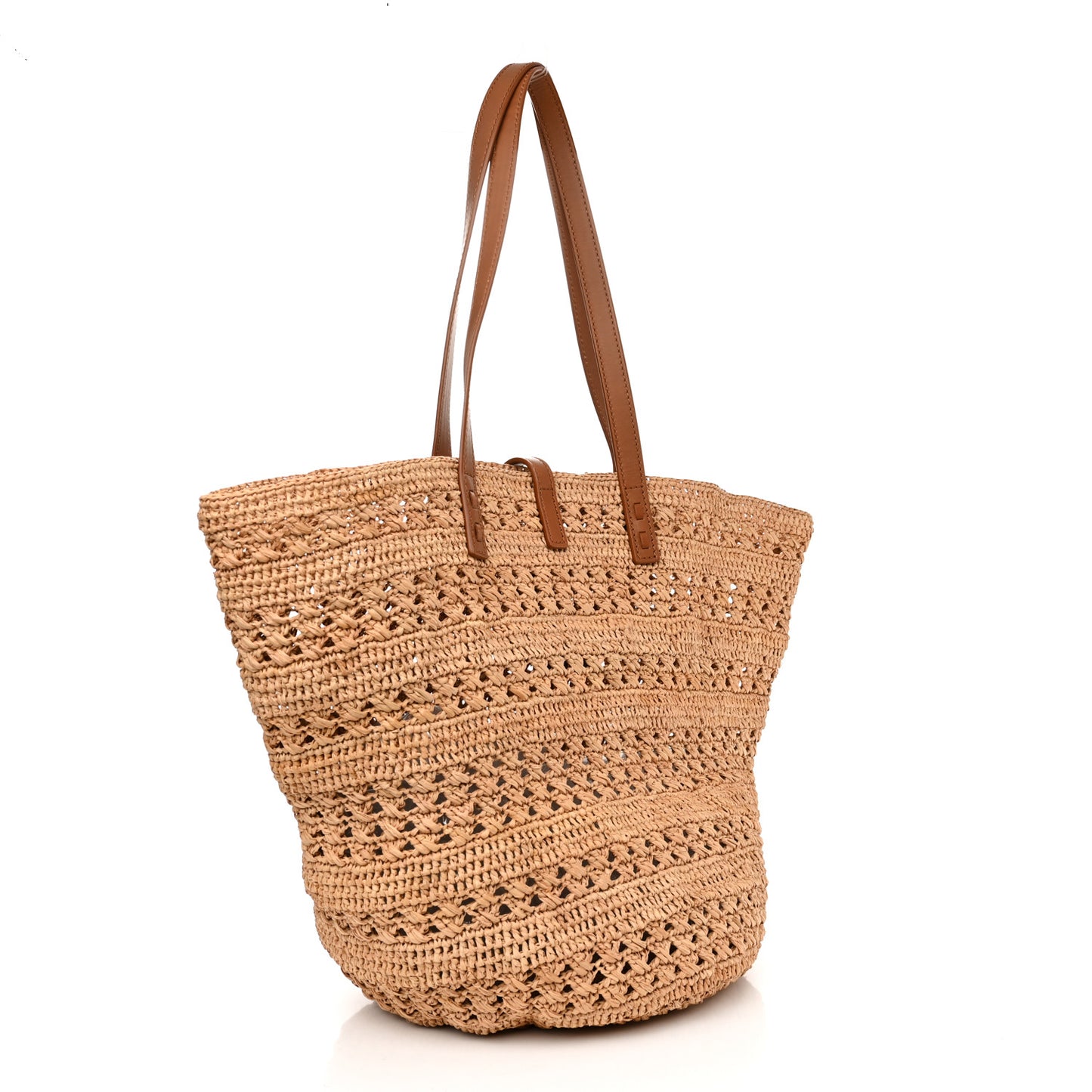 Raffia Calfskin Medium Panier Tote Naturel