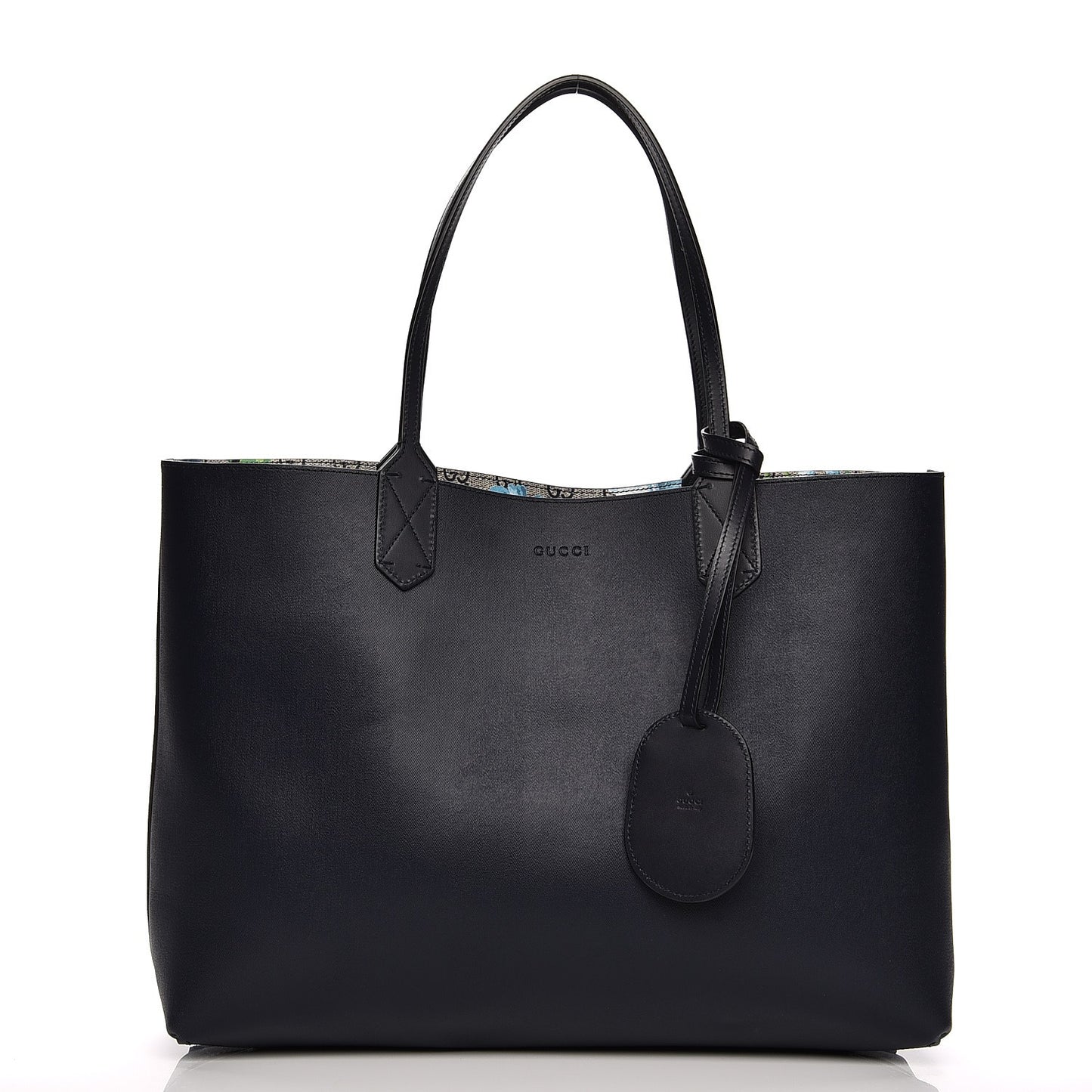 GG Supreme Monogram Blooms Medium Reversible Tote Beige Blue Navy