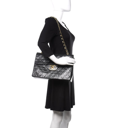 Chanel Lambskin Quilted XL Jumbo Single Flap Black 2 of 14