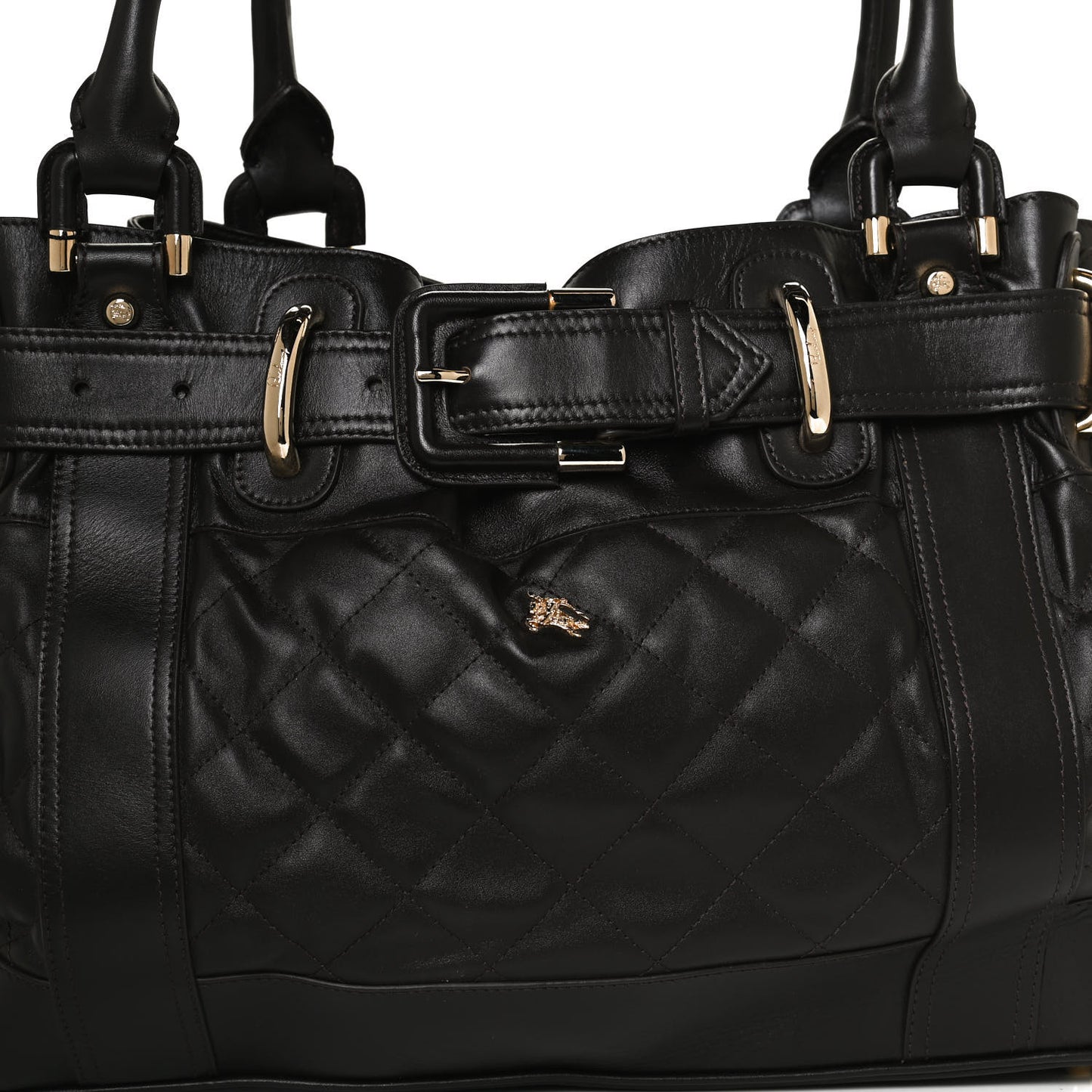 Calfskin Quilted Beaton Satchel Dark Brown