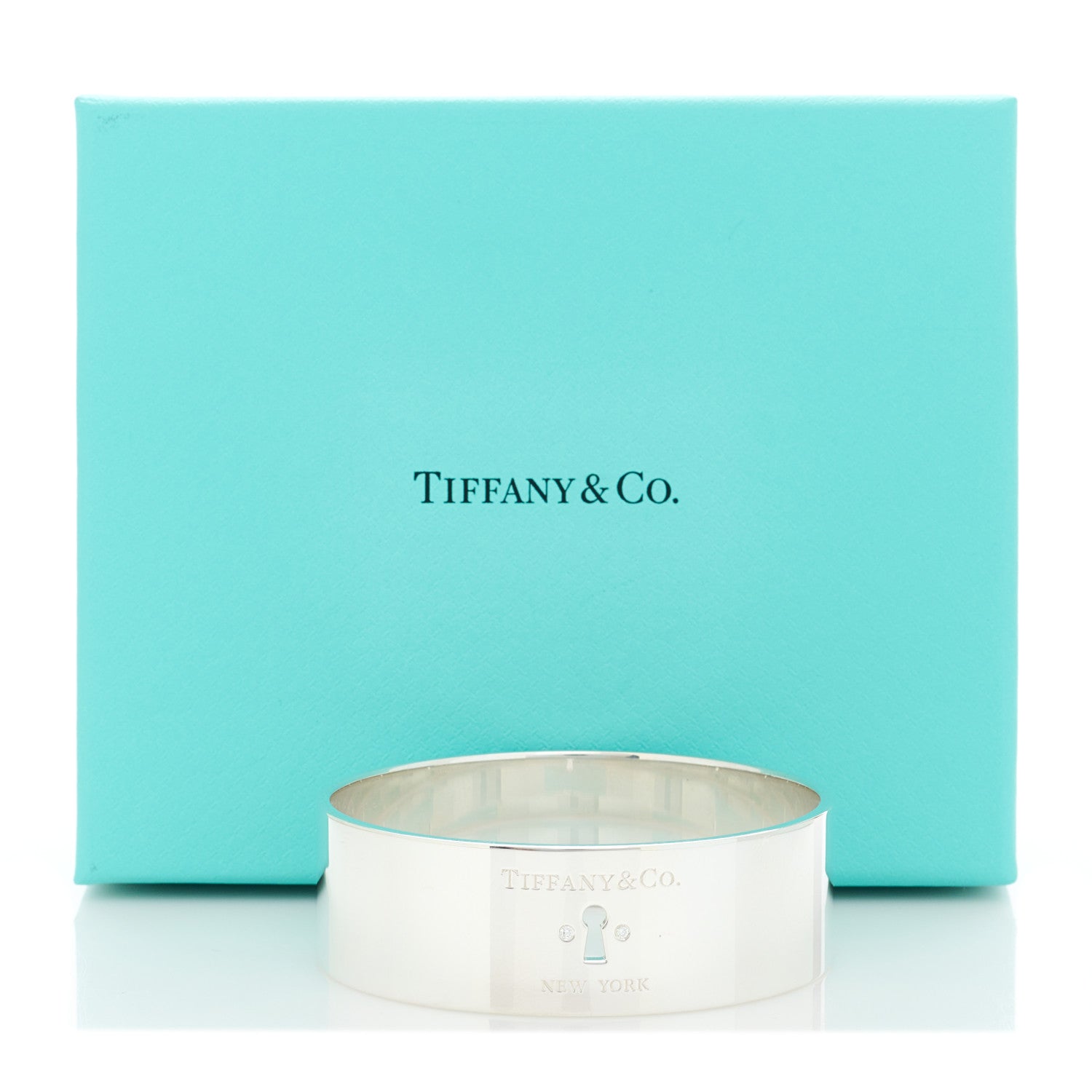 Tiffany Sterling Silver Diamond Wide Locks Bangle Bracelet 4 of 4