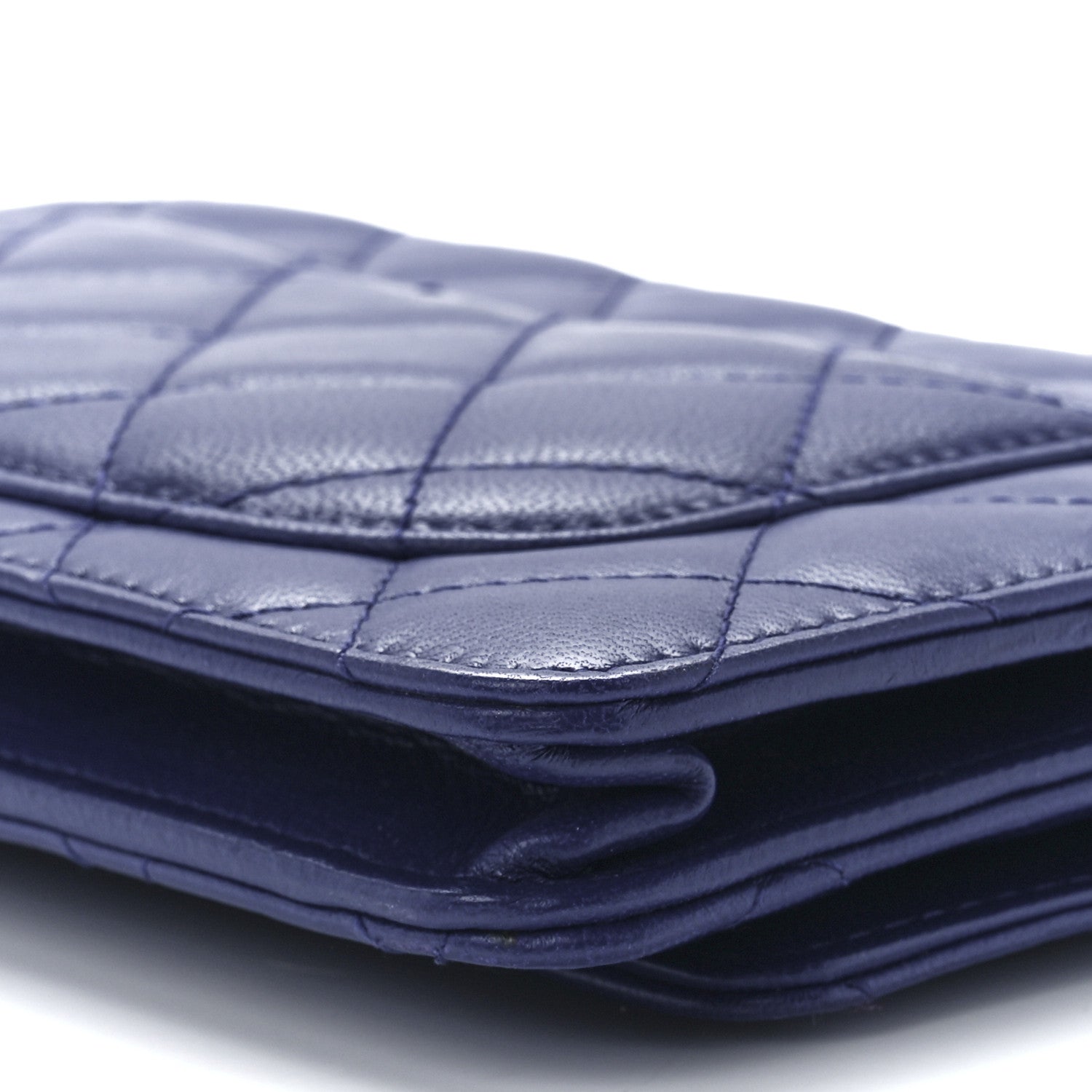 Chanel Lambskin Quilted Wallet On Chain WOC Blue 12 of 12