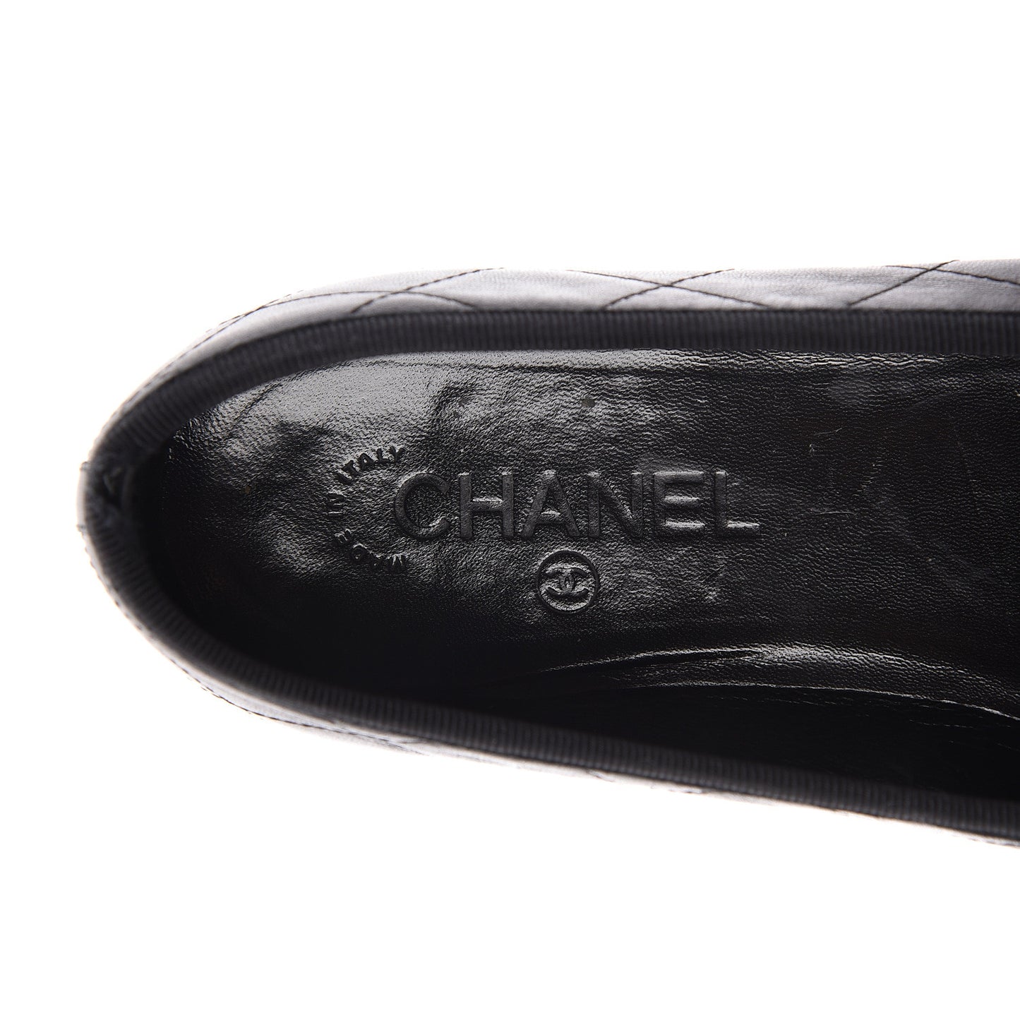 Lambskin Quilted Cambon Ballerina Flats 40.5 Black