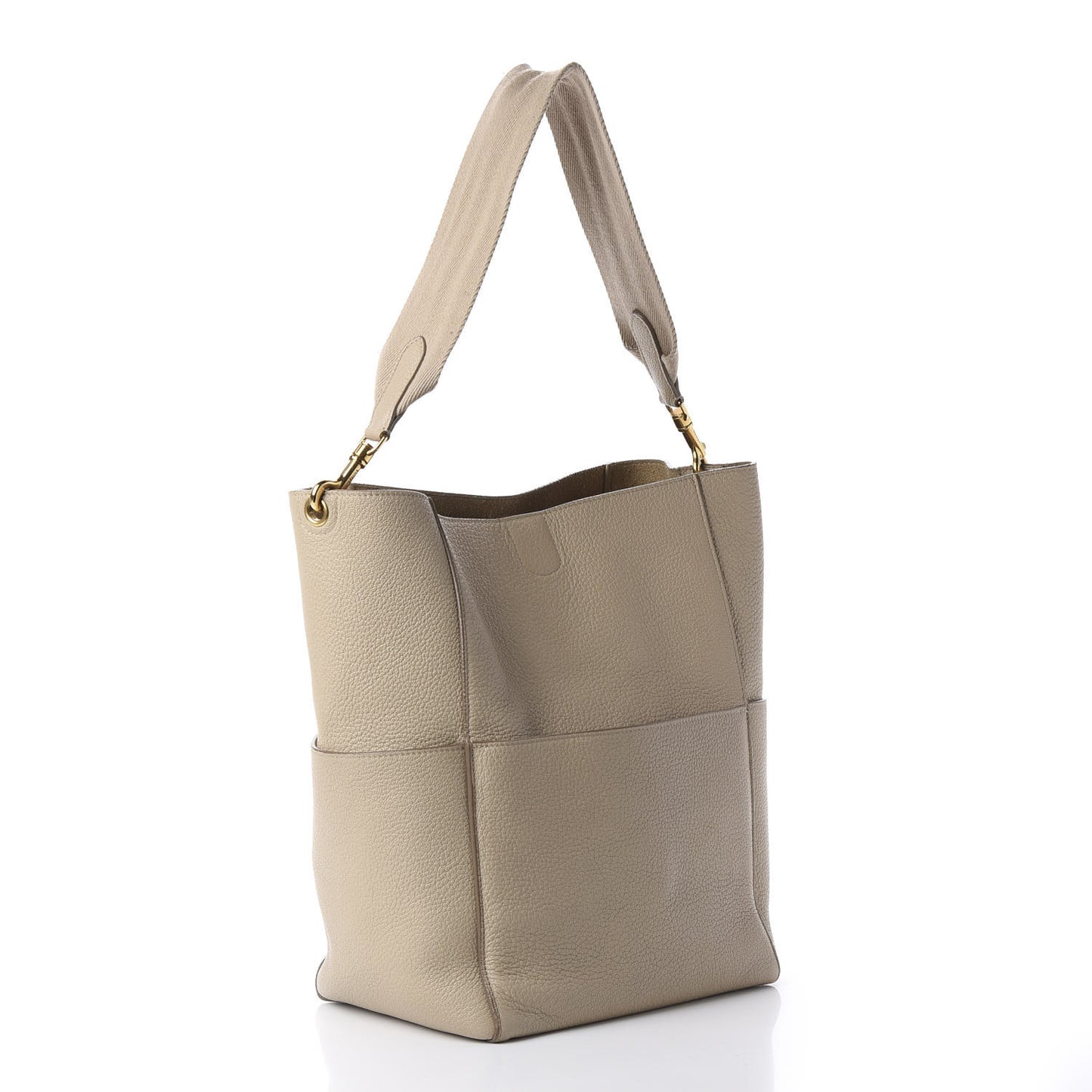 Soft Grained Calfskin Sangle Bucket Bag Dune