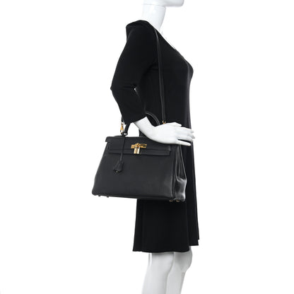Hermes Taurillon Clemence Kelly Retourne 32 Black 2 of 11