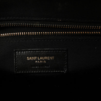 Saint Laurent Grain De Poudre Matelasse Chevron Large Monogram Satchel Dark Beige 6 of 9