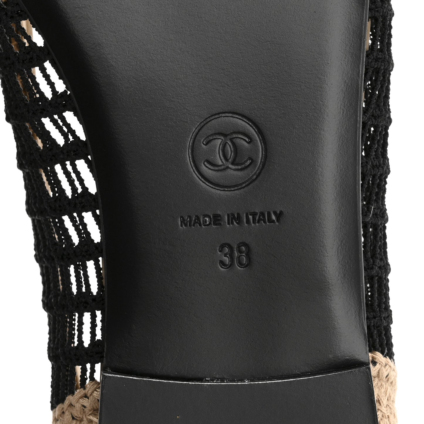 Raffia Cap Toe Ballerina Flats 38 Black Beige