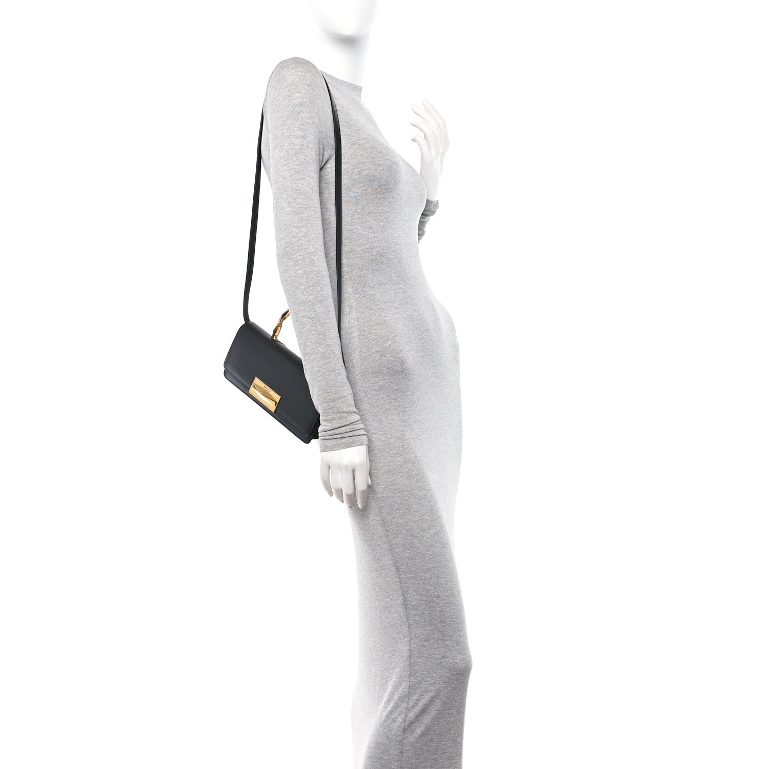 Jimmy Choo Calfskin Diamond Chain Top Handle Black 2 of 9