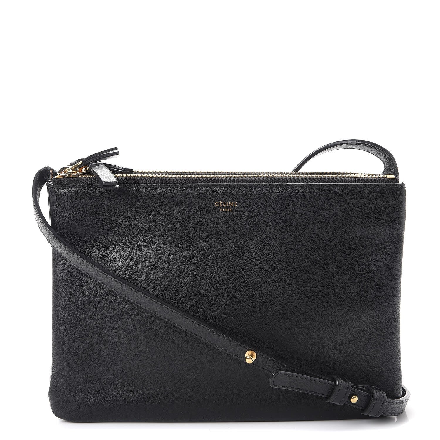 Celine Lambskin Small Trio Crossbody Bag Black 1 of 14