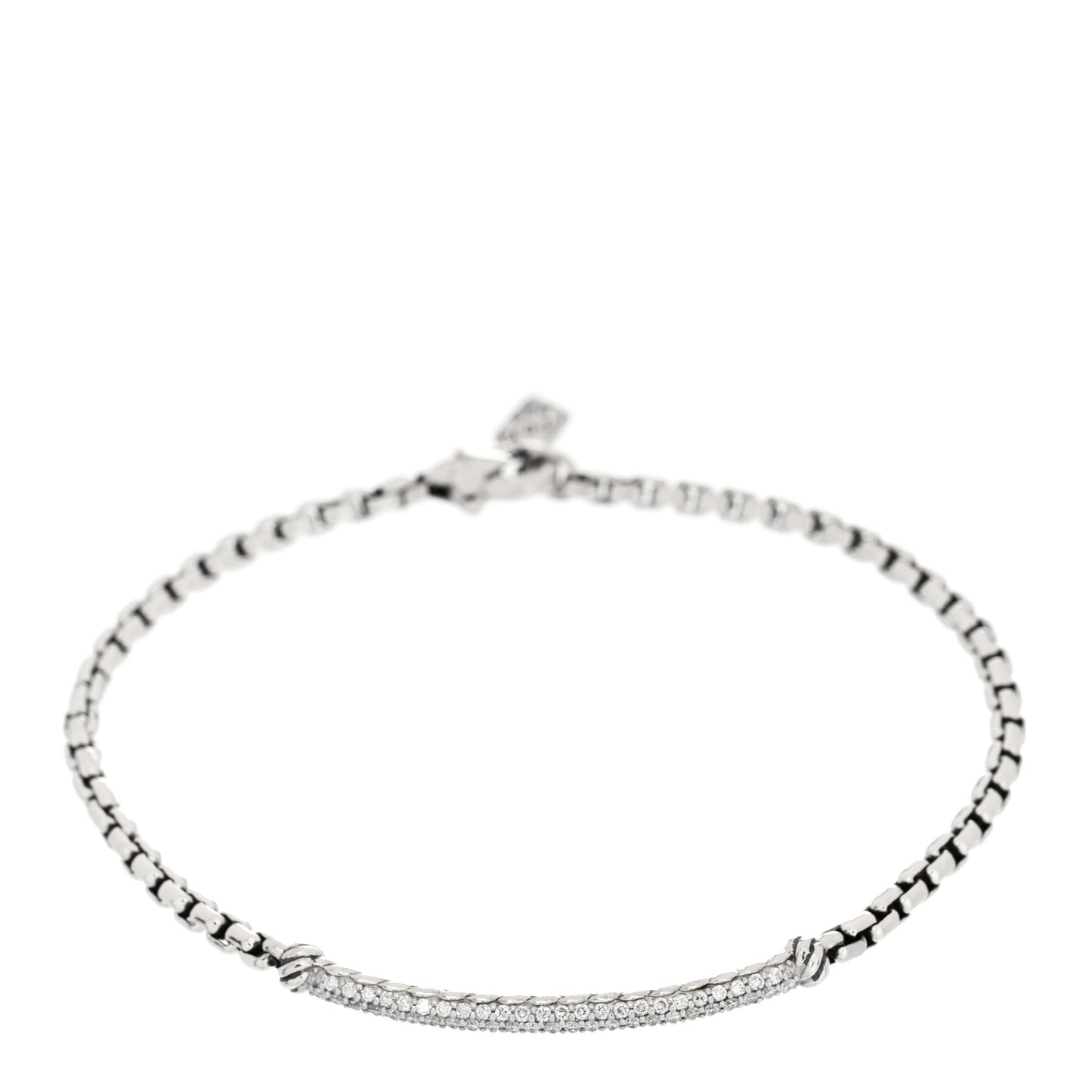 Sterling Silver Diamond Petite Pave Metro Bar Bracelet