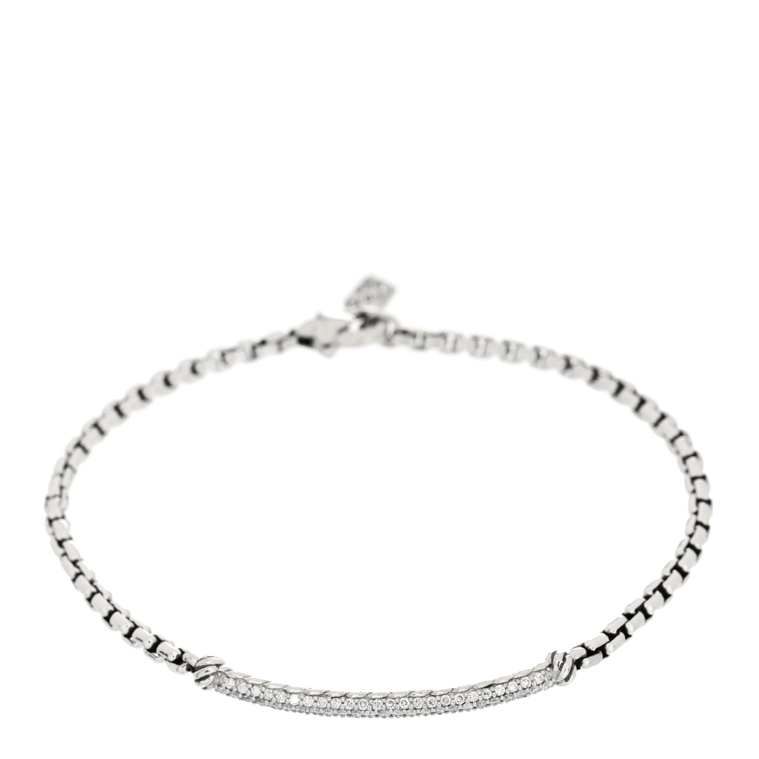 David Yurman Sterling Silver Diamond Petite Pave Metro Bar Bracelet 1 of 3