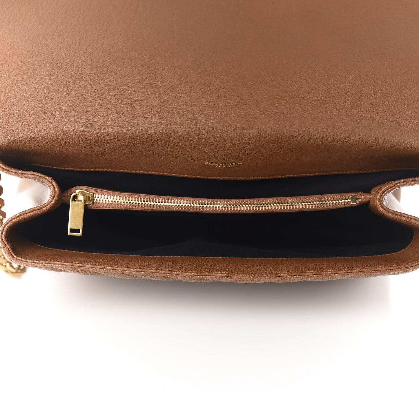 Sheepskin Matelasse Chevron Monogram Large College Satchel Cognac
