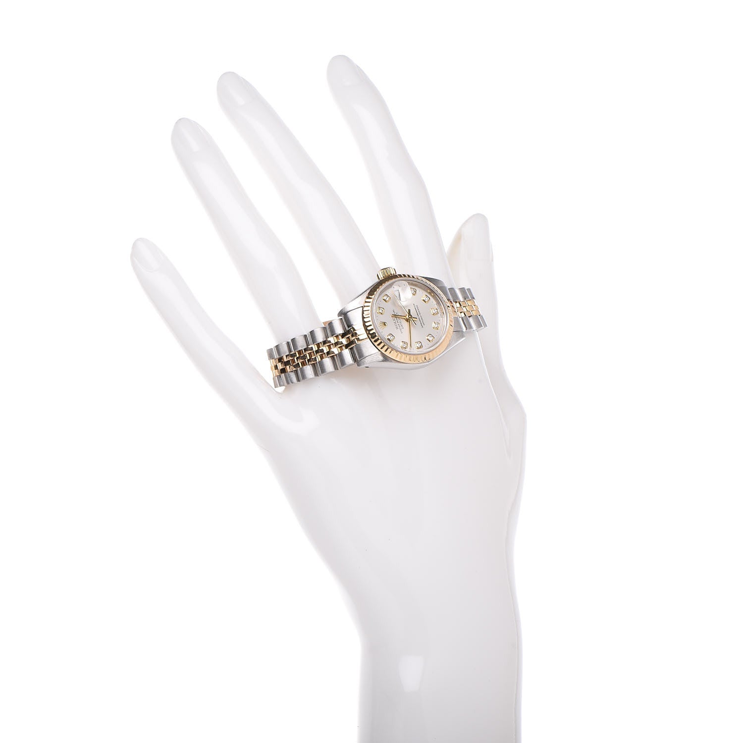 Rolex Stainless Steel 18K Yellow Gold Diamond 26mm Oyster Perpetual Datejust Watch Silver 69173 2 of 8