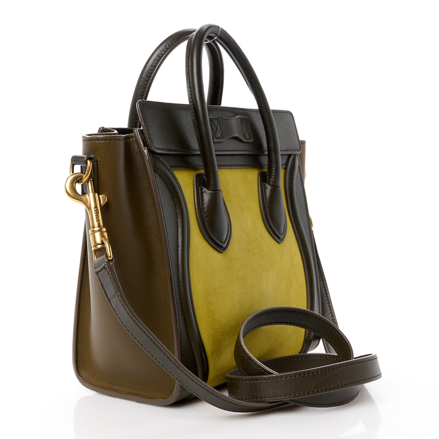 Nubuck Smooth Calfskin Nano Tri-Color Luggage Chartreuse
