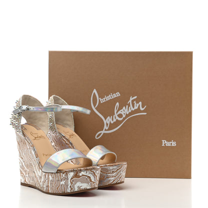 Christian Louboutin Specchio Laser Liege Wavy Bellamonica 120 Wedge Sandals 37 Silver 9 of 9