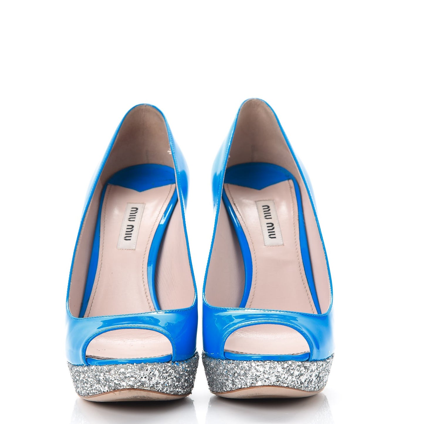 Patent Glitter Peep Toe Pumps 38 Blue
