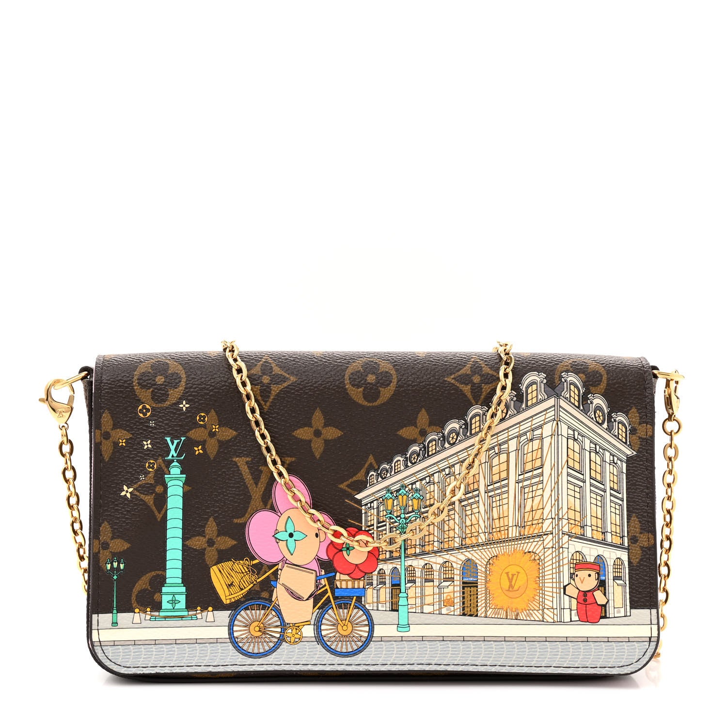 Louis Vuitton Monogram 2022 Christmas Animation Paris Pochette Felicie Chain Wallet Pink 1 of 12