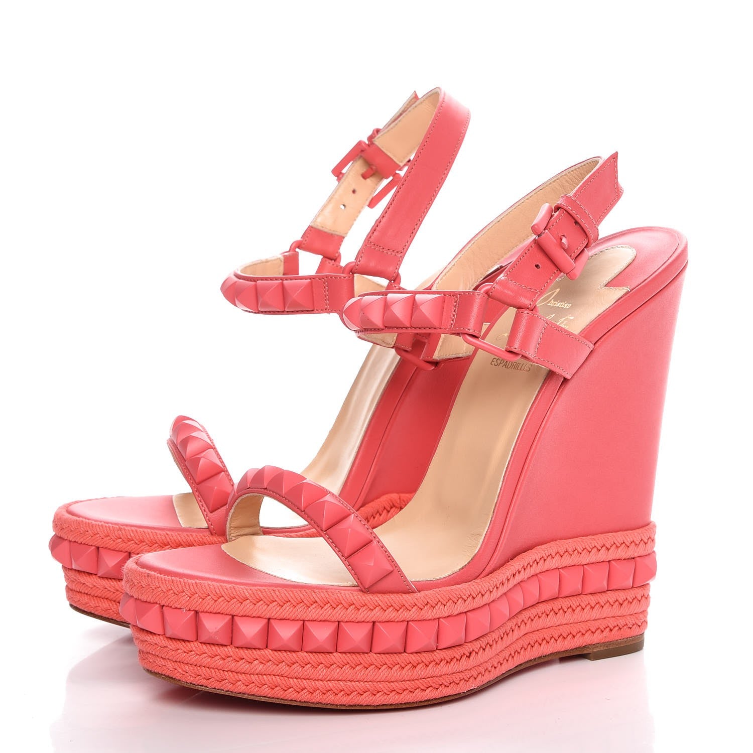 Christian Louboutin Calfskin Rope Cataclou 140 Wedge Sandals 38 Framboisine 3 of 8