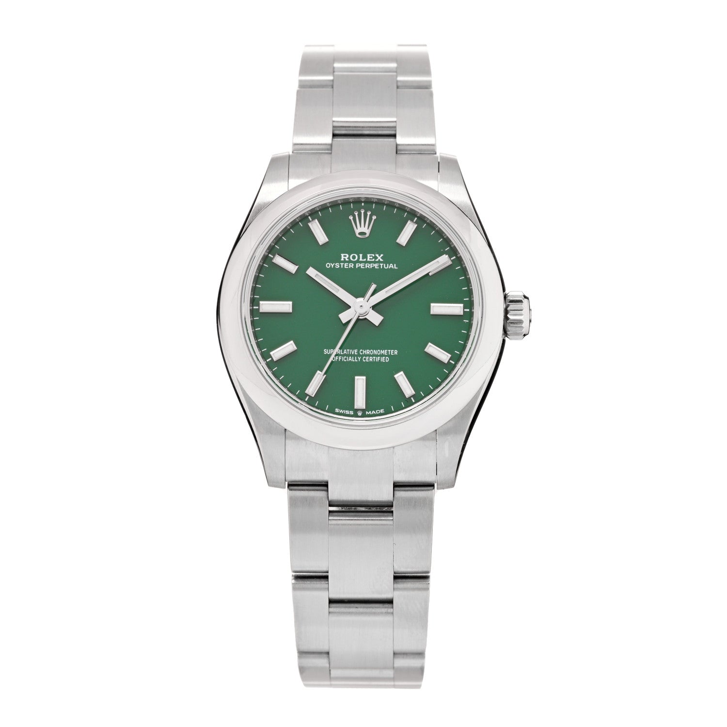 Rolex Stainless Steel 31mm Oyster Perpetual Watch Green 277200 1 of 5