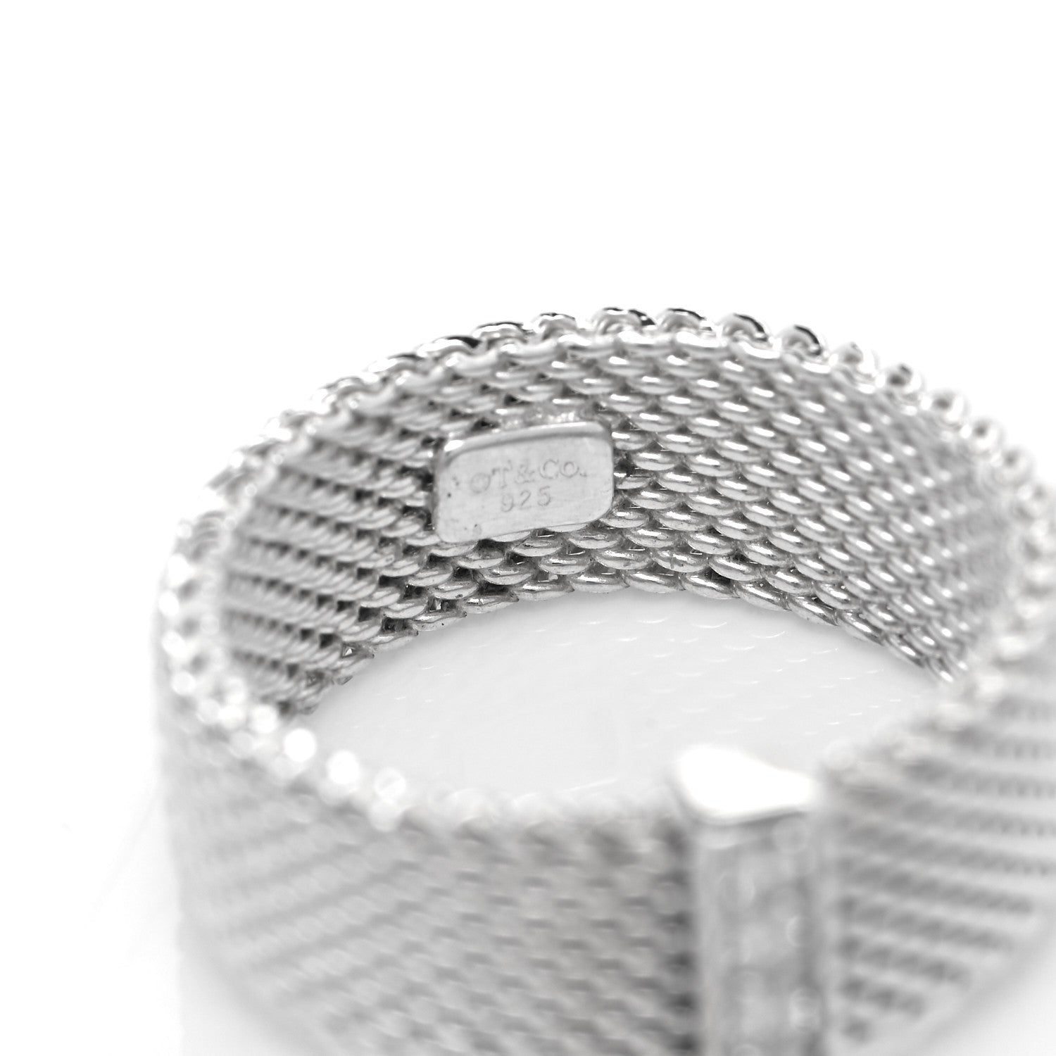 Tiffany Sterling Silver Diamond Somerset Mesh Ring 51 5.75 4 of 4